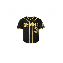 Boys's #3 Black Baseball Jersey with Embroidered Lettering - V-Neck, Button-Up, Polyester - Perfect for Sports & Casual Wear