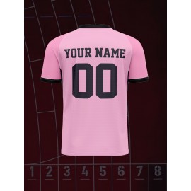 1pc Customizable Soccer Jersey for Kids - Personalized Name & Number, V-Neck, Knit Polyester, All-Season Sports & Casual Wear, Preppy Street Style, Medium Stretch, for Boys & Girls, Beach & Party Top