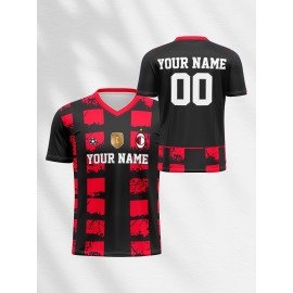 [Custom Football Shirt] Customizable V-neck Youngsters' Football Shirt Tops - Comfortable Fit for Sports Leisure Outdoor Running