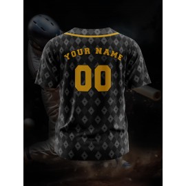 Custom Kids Baseball Jersey - Breathable Polyester 100% Knit Fabric, Short Sleeve, Baseball Collar, All Over Print, Loose Fit for Boys & Girls, Ideal for Sports, Training, Beach, Parties - Spring/Summer/Fall