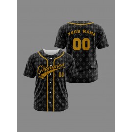 Custom Kids Baseball Jersey - Breathable Polyester 100% Knit Fabric, Short Sleeve, Baseball Collar, All Over Print, Loose Fit for Boys & Girls, Ideal for Sports, Training, Beach, Parties - Spring/Summer/Fall