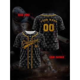 Custom Kids Baseball Jersey - Breathable Polyester 100% Knit Fabric, Short Sleeve, Baseball Collar, All Over Print, Loose Fit for Boys & Girls, Ideal for Sports, Training, Beach, Parties - Spring/Summer/Fall