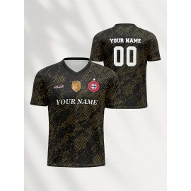 Customizable Soccer Jersey for Kids, V-Neck, Polyester, Breathable, Full-Print, Spring/Summer/Autumn, Regular Fit, for Boys & Girls, Youth, Outdoor Sports, Running, Training, Hiking, Beach, Casual, Party, Knitted Fabric