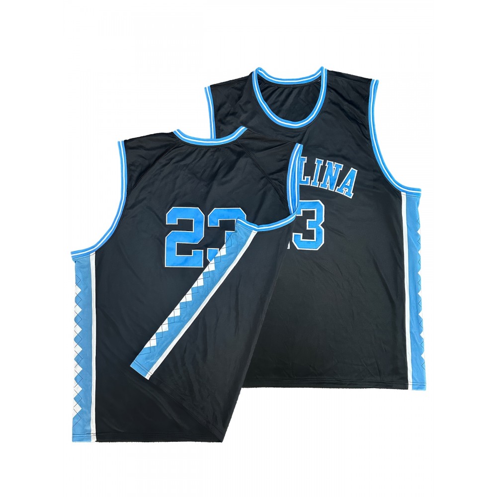 Youngsters' Retro Embroidered Basketball Jersey - Black & Blue, Classic Sportswear with Youngsters' Retro Embroidered Basketball Jersey - Black & Blue, Classic Sportswear with