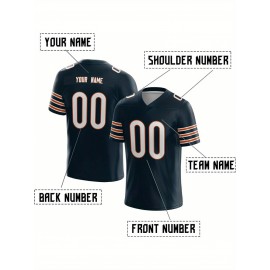 Customized Football Jersey - Personalized Team Name & Number, V-Neck Sportswear, Lightweight Summer Football Shirt with Bold Print, Casual or Team Uniform for Sports & Casual Wear