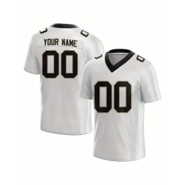 Customized Football Jersey - Personalized Team Name & Number, V-Neck Sportswear, Lightweight Summer Football Shirt with Bold Print, Casual or Team Uniform for Sports & Casual Wear