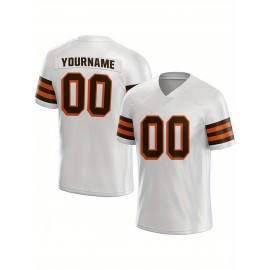 Customized Football Jersey - Personalized Team Name & Number, V-Neck Sportswear, Lightweight Summer Football Shirt with Bold Print, Casual or Team Uniform for Sports & Casual Wear