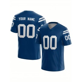 Customized Football Jersey - Personalized Team Name & Number, V-Neck Sportswear, Lightweight Summer Football Shirt with Bold Print, Casual or Team Uniform for Sports & Casual Wear