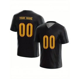 Customized Football Jersey - Personalized Team Name & Number, V-Neck Sportswear, Lightweight Summer Football Shirt with Bold Print, Casual or Team Uniform for Sports & Casual Wear