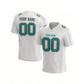 Customized Football Jersey - Personalized Team Name & Number, V-Neck Sportswear, Lightweight Summer Football Shirt with Bold Print, Casual or Team Uniform for Sports & Casual Wear