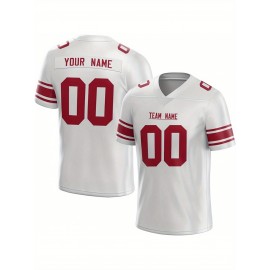 Customized Football Jersey - Personalized Team Name & Number, V-Neck Sportswear, Lightweight Summer Football Shirt with Bold Print, Casual or Team Uniform for Sports & Casual Wear