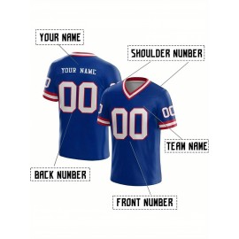 Customized Football Jersey - Personalized Team Name & Number, V-Neck Sportswear, Lightweight Summer Football Shirt with Bold Print, Casual or Team Uniform for Sports & Casual Wear