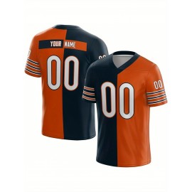 Customized Football Jersey - Personalized Team Name & Number, V-Neck Sportswear, Lightweight Summer Football Shirt with Bold Print, Casual or Team Uniform for Sports & Casual Wear