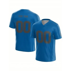 Customized Football Jersey - Personalized Team Name & Number, V-Neck Sportswear, Lightweight Summer Football Shirt with Bold Print, Casual or Team Uniform for Sports & Casual Wear