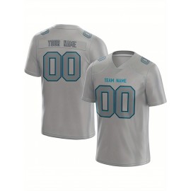 Customized Football Jersey - Personalized Team Name & Number, V-Neck Sportswear, Lightweight Summer Football Shirt with Bold Print, Casual or Team Uniform for Sports & Casual Wear