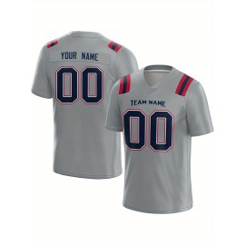 Customized Football Jersey - Personalized Team Name & Number, V-Neck Sportswear, Lightweight Summer Football Shirt with Bold Print, Casual or Team Uniform for Sports & Casual Wear