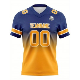 Customizable Women'S Football Jersey - Personalized Name, Number & Logo, Comfort Fit for Sports, Training & Casual Wear, Summer V-Neck T-Shirt with Bold Yellow & Red Design, Football Jersey, Nonelastic Fabric