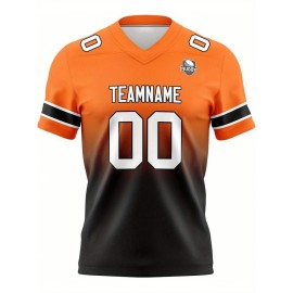 Customizable Women'S Football Jersey - Personalized Name, Number & Logo, Comfort Fit for Sports, Training & Casual Wear, Summer V-Neck T-Shirt with Bold Yellow & Red Design, Football Jersey, Nonelastic Fabric