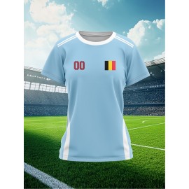 Customizable Plus Size Soccer Jersey - Personalized Name & Number, Red with Black Sleeves, Breathable Athletic Shirt for Team Sports & Outdoor Activities, Soccer Accessories, Team Sports Apparel, Dynamic Graphic Design, Durable Fabric Shirt