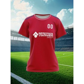 Customizable Women'S Plus Size Football Jersey - Personalized Name & Number, Lightweight Breathable Fabric, Vibrant Soccer Stadium Design for Outdoor Sports & Casual Wear, Soccer Jersey, PLUS SIZE