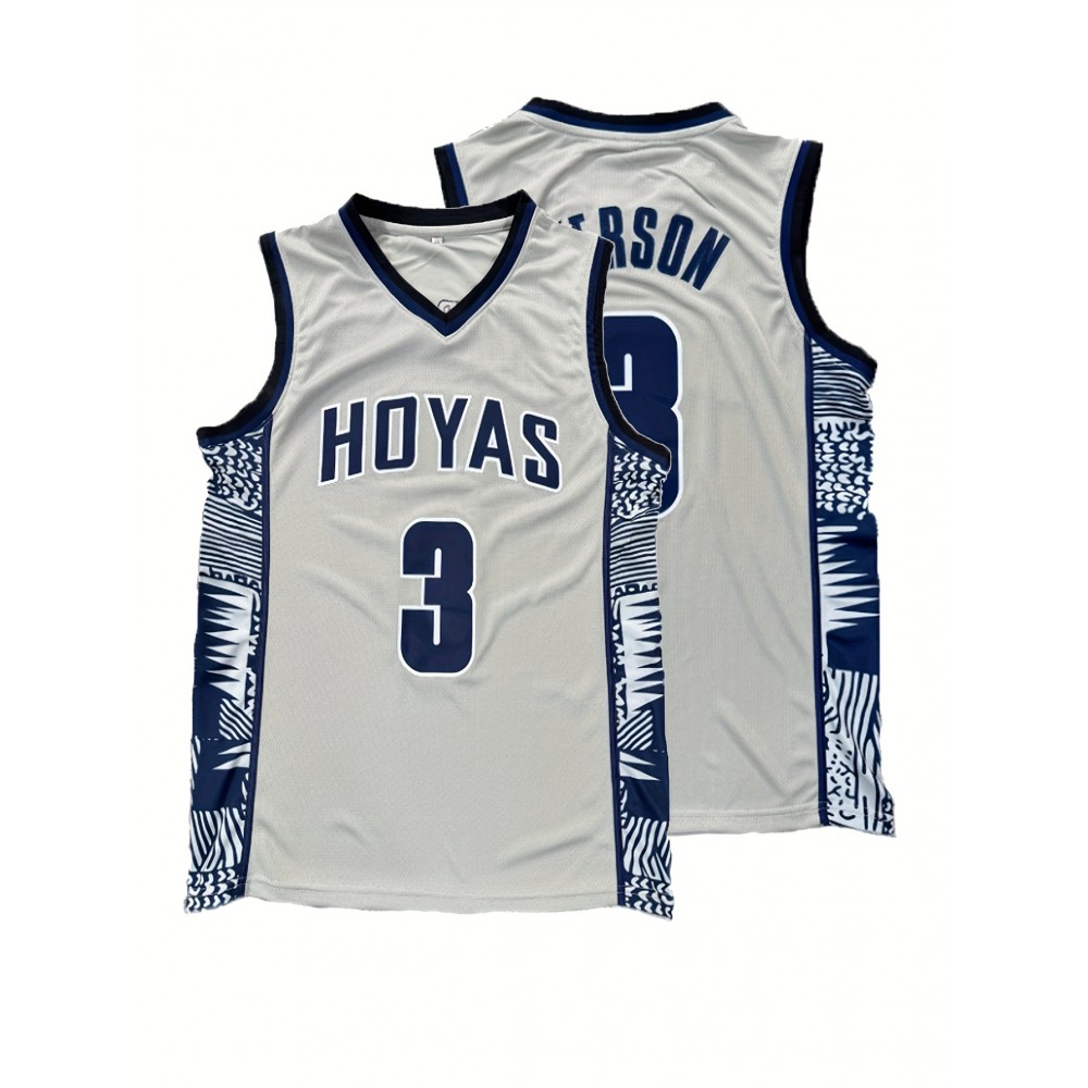 Men'S Basketball Vest, Number 3, Polyester, V-Neck, Elastic Knit, Embroidery, Suitable for Sports and Leisure Men'S Basketball Vest, Number 3, Polyester, V-Neck, Elastic Knit, Embroidery, Suitable for Sports and Leisure