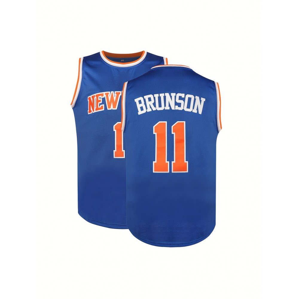 Men's & Women's Embroidered 'NEW BRUNSON 11' Basketball Jersey - 100% Polyester Crew Neck Tank Top, Loose Fit Sleeveless Athletic Shirt for Sports Training, Summer Workouts & Casual Wear (S-3XL)