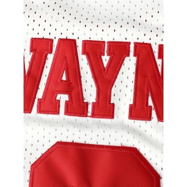 Men'S Basketball Jersey with Embroidered Name and Number, Short Sleeve Polyester Mesh Sports Vest, White Red, Sizes S-3XL, Basketball Accessories