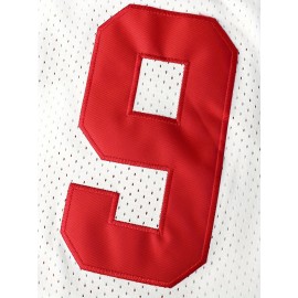 Men'S Basketball Jersey with Embroidered Name and Number, Short Sleeve Polyester Mesh Sports Vest, White Red, Sizes S-3XL, Basketball Accessories