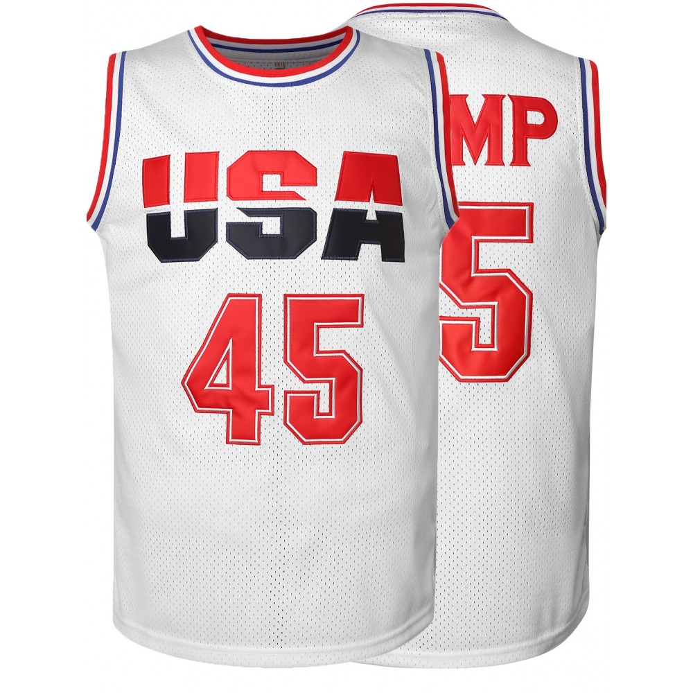 All Stitched 45 White Basketball Jersey, Breathable, Sleeveless, Embroidered Uniform Shirt For Men, Perfect For Sports & Outdoor Activities All Stitched 45 White Basketball Jersey, Breathable, Sleeveless, Embroidered Uniform Shirt For Men, Perfect For Sports & Outdoor Activities