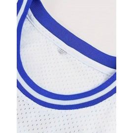 Men'S Basketball Tank Top, Letter & Number 34 Embroidery Sports Top, Classic Breathable Sports Uniform For Training And Competition