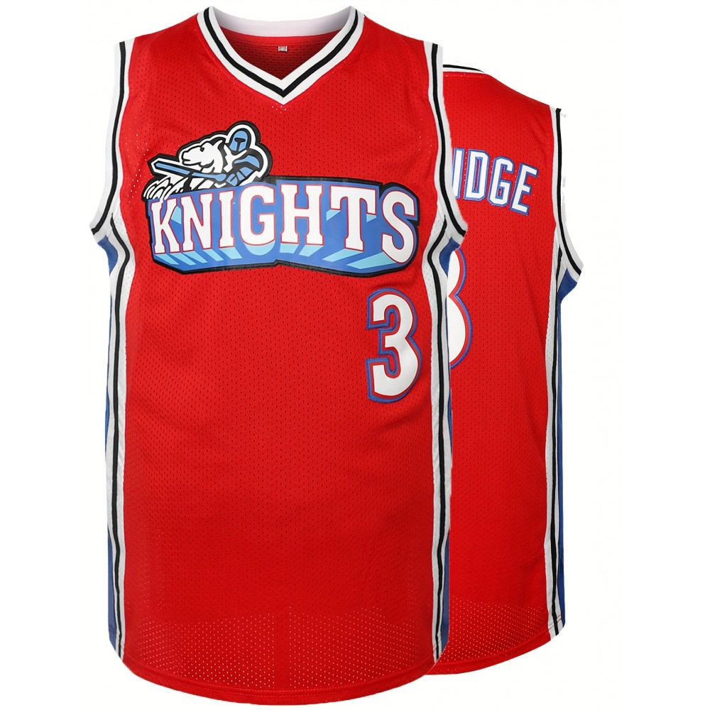 Men's #3 Red Embroidered Basketball Jersey - Breathable Sleeveless Sports Shirt with Men's #3 Red Embroidered Basketball Jersey - Breathable Sleeveless Sports Shirt with