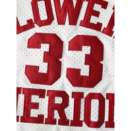 All Stitched 33 White Basketball Jersey, Breathable, Sleeveless, Embroidered Uniform Shirt For Men, Perfect For Sports & Outdoor Activities