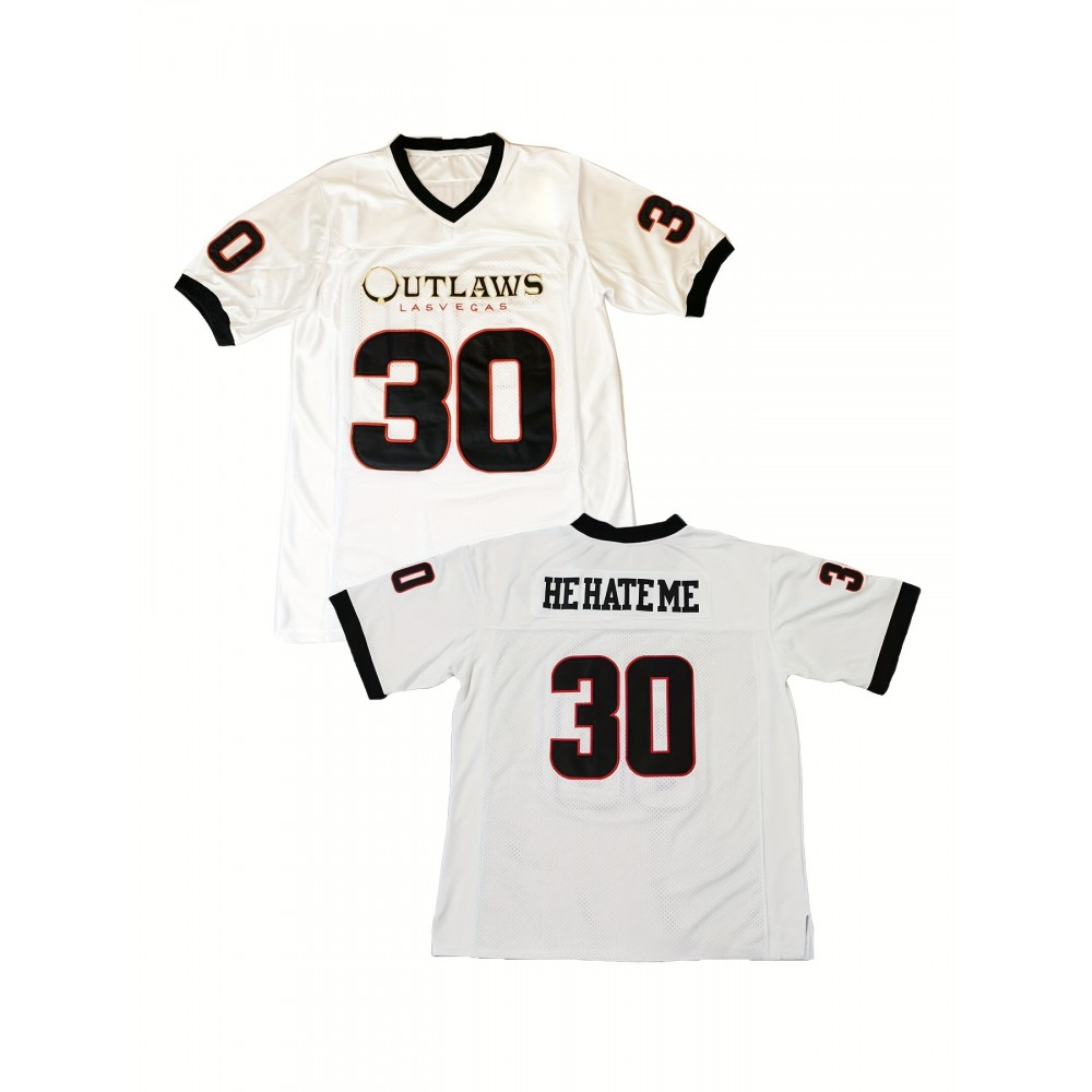 Men's#30 White American Football Jeresys Stitched Name And Number Men's#30 White American Football Jeresys Stitched Name And Number