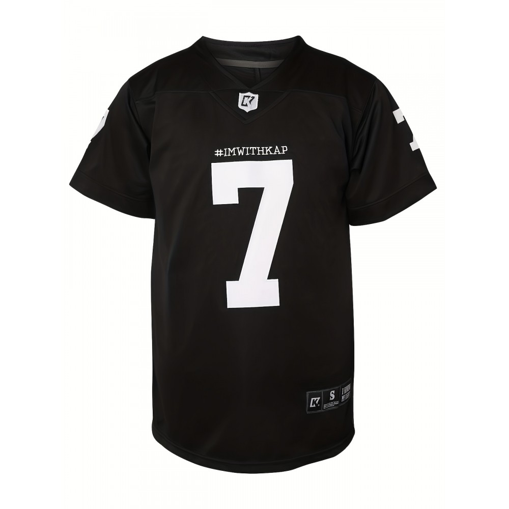Men's#7 Black With White Letters Football Jerseys Stitched Name And Number S-3XL Men's#7 Black With White Letters Football Jerseys Stitched Name And Number S-3XL