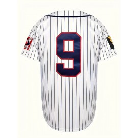 Men's#9 White Aseball Jeresys Stitched Name And Number
