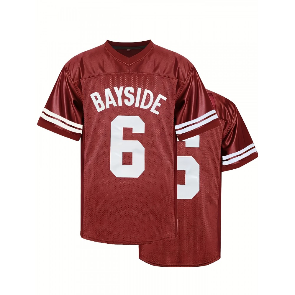 [Team Apparel] Men's #6 Maroon American Football Jersey - Stitched Name & Number, V-Neck, Polyester, Machine Washable - Ideal for Team Sports, Parties & Casual Wear, Athletic Clothing|Relaxed Fit|Durable Jersey, Football Gear