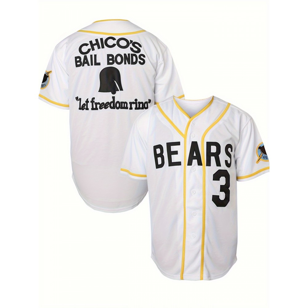Men's#3 White Baseball Jeresys Stitched Name And Number Men's#3 White Baseball Jeresys Stitched Name And Number