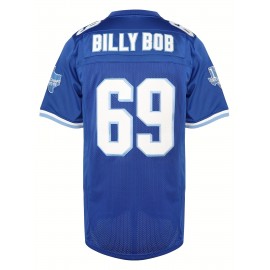 Men's #69 Blue American Football Jersey - V-Neck, Name & Number, Breathable Polyester, Loose Fit for Team Sports, Parties & Events, Sizes S-3XL