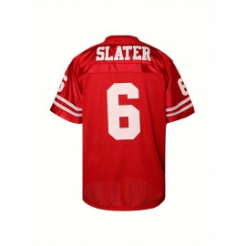 1pc Men'S Red Polyester American Football Jersey - V-Neck Sports Sweatshirt with Embroidered Lettering & Number, Slight Stretch Knit Fabric, Loose Fit for Team Sports, Parties & Casual Wear