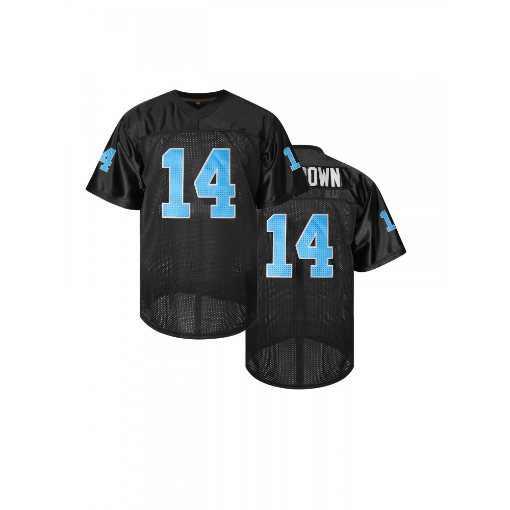 Men's #14 Black American Football Jersey - Stitched Name & Number, Breathable Polyester, V-Neck, Machine Washable - Ideal for Team Sports, Parties & Casual Wear, Football Clothes Men's #14 Black American Football Jersey - Stitched Name & Number, Breathable Polyester, V-Neck, Machine Washable - Ideal for Team Sports, Parties & Casual Wear, Football Clothes