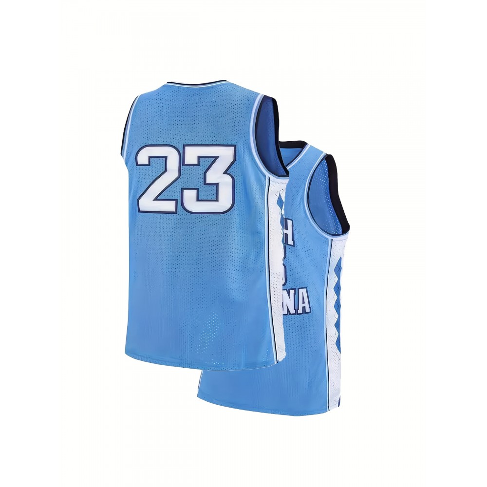 Men's #23 Blue Basketball Jersey with Embroidered Name & Number - V-Neck Loose Fit Sportswear for Team Sports, Parties, Halloween - Machine Washable & Dry Cleanable (Sizes S-3XL) Men's #23 Blue Basketball Jersey with Embroidered Name & Number - V-Neck Loose Fit Sportswear for Team Sports, Parties, Halloween - Machine Washable & Dry Cleanable (Sizes S-3XL)