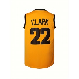 1pc Men'S Polyester Basketball Jersey - #22 Iowa Clark Embroidered - V-Neck Sports Sweatshirt for Team Sports, Parties, Halloween - Loose Fit Knit Fabric with Slight Stretch - Four Seasons Adult Athletic Top