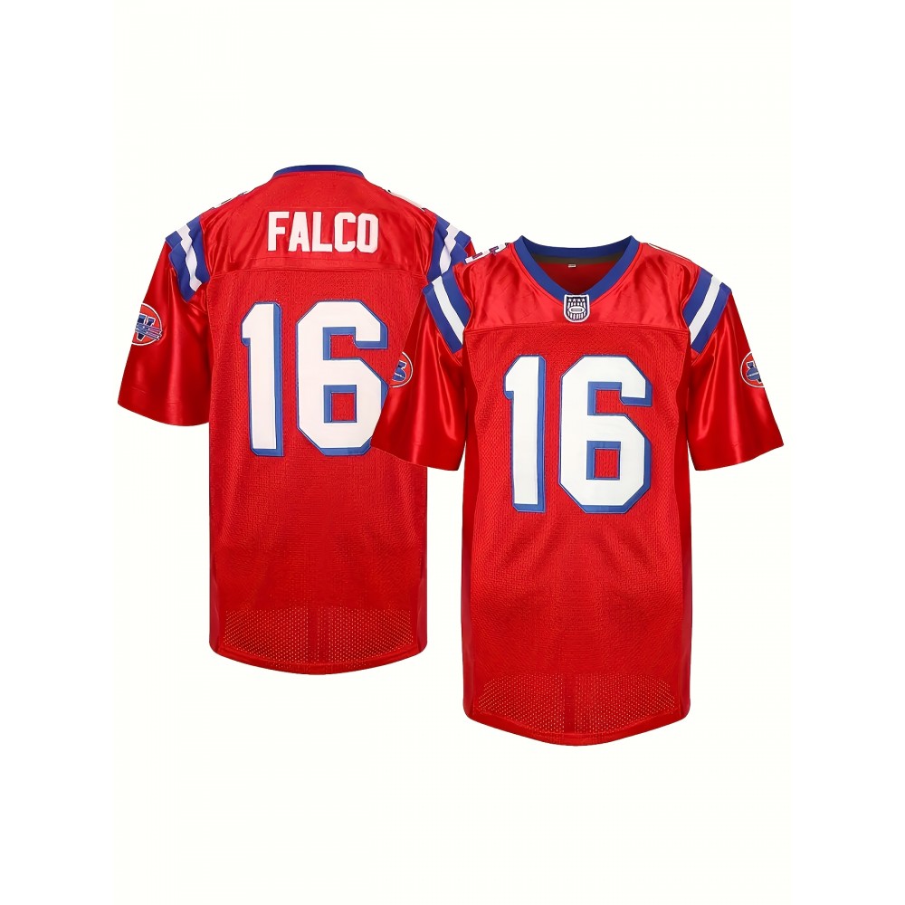 Men's #16 Red American Football Jersey - V-Neck, Name & Number, Polyester, Loose Fit for Sports, Parties & Team Activities Men's #16 Red American Football Jersey - V-Neck, Name & Number, Polyester, Loose Fit for Sports, Parties & Team Activities