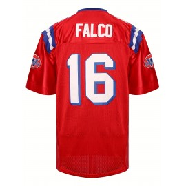Men's #16 Red American Football Jersey - V-Neck, Name & Number, Polyester, Loose Fit for Sports, Parties & Team Activities