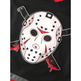 Men's #13 Voorhees Embroidered Hockey Jersey - Black & White, Polyester, V-Neck Captain's Sweatshirt with 