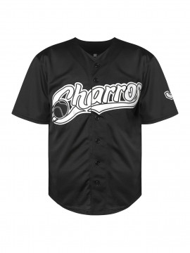 1pc Men'S Black V-Neck Polyester Baseball Jersey with Embroidered Lettering and Number - Slight Stretch Knit Fabric, Loose Fit, Button Closure, Sports & Party Wear for Four Seasons