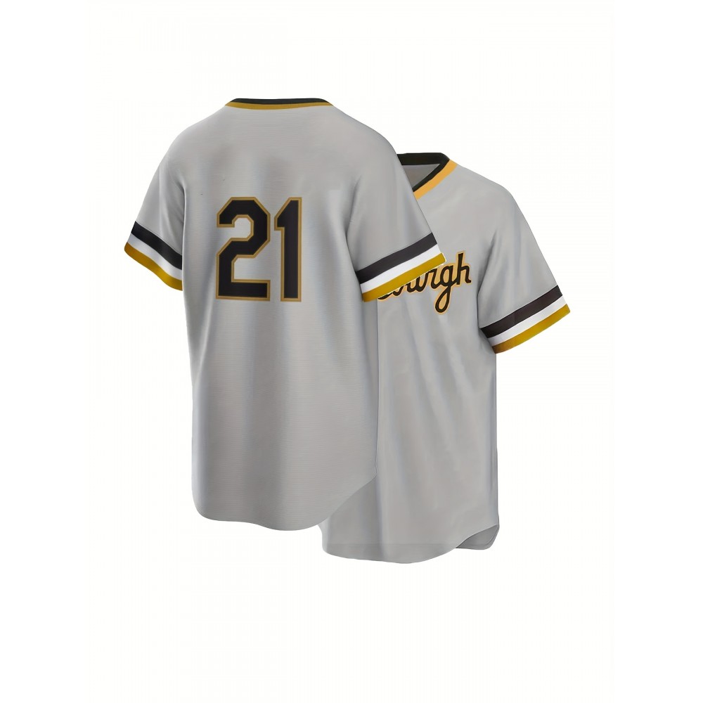 Men's#21 Grey Baseball Jeresys Stitched Name And Number Men's#21 Grey Baseball Jeresys Stitched Name And Number
