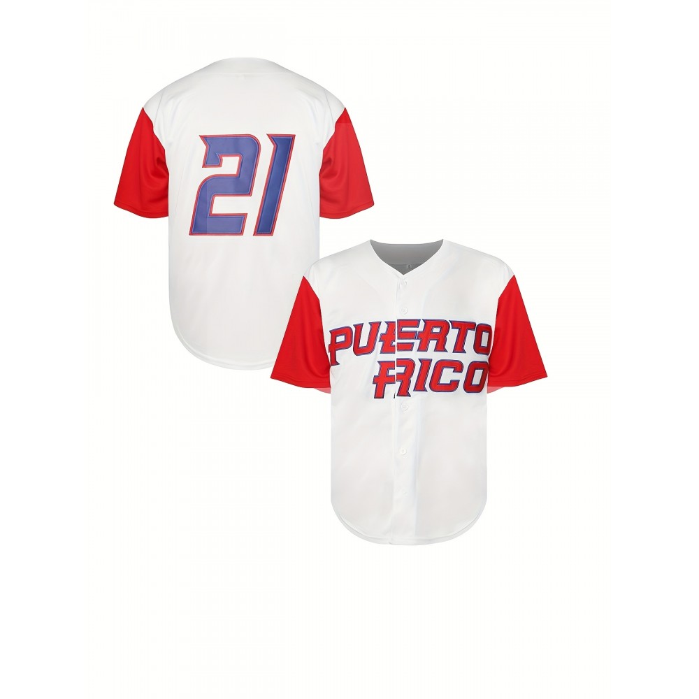 Men's#21 White Black Baseball Jeresys Stitched Name And Number