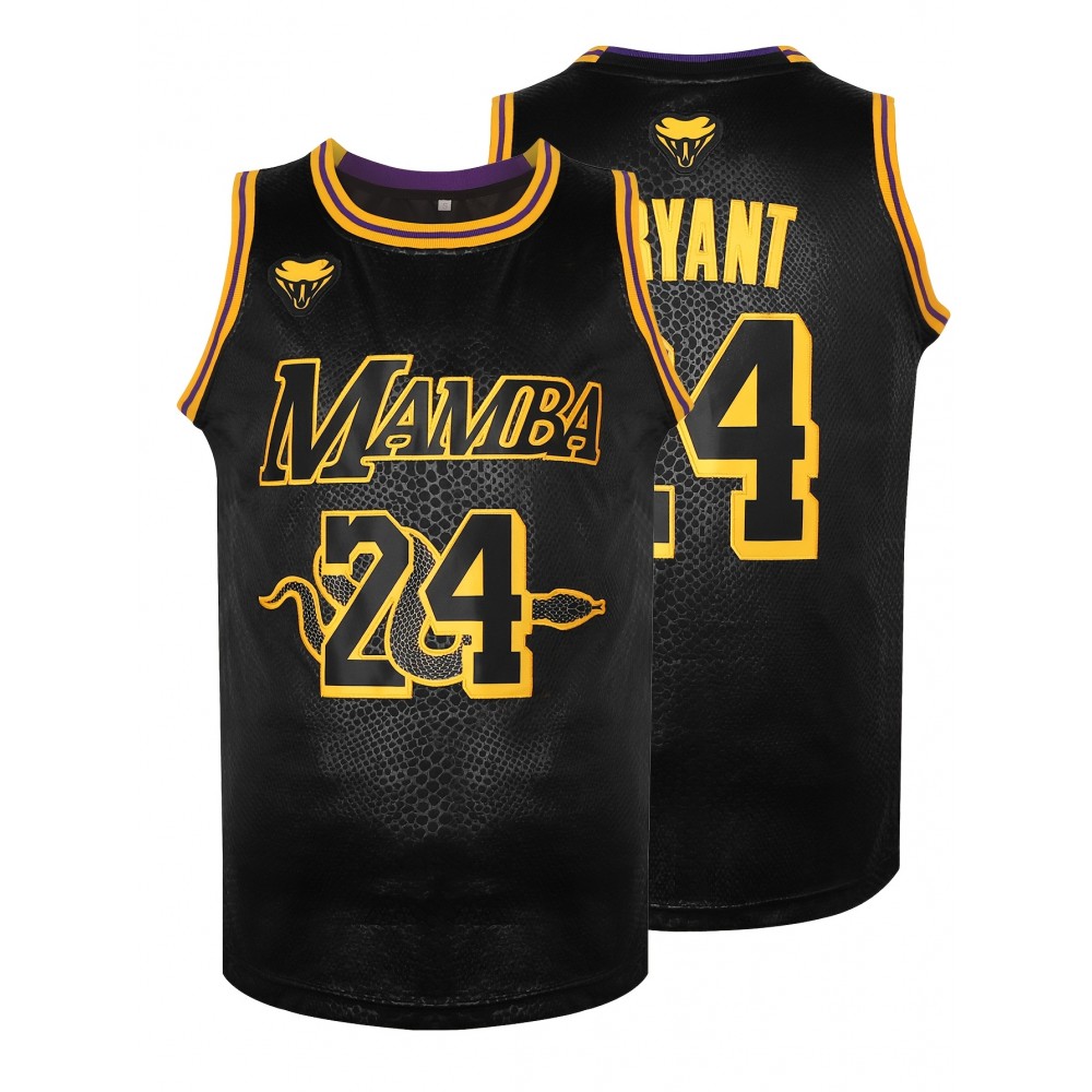 Stitched #24 Black Snakeskin Basketball Jersey, Breathable, Sleeveless, Embroidered Uniform Shirt For Men, Perfect For Sports & Outdoor Activities