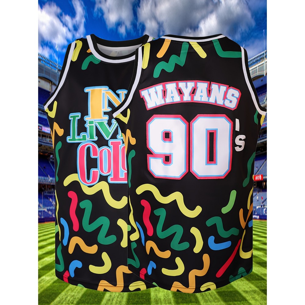 Stitched #90 Black Basketball Jersey, Breathable, Sleeveless, Embroidered Uniform Shirt For Men, Perfect For Sports & Outdoor Activities Stitched #90 Black Basketball Jersey, Breathable, Sleeveless, Embroidered Uniform Shirt For Men, Perfect For Sports & Outdoor Activities